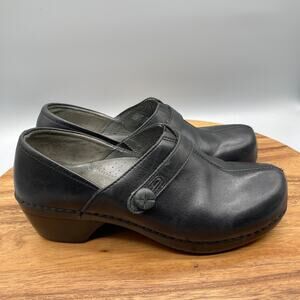 Dansko Solstice Clogs Womens Size 10.5 / 41 Black Leather Casual Comfort Slip On